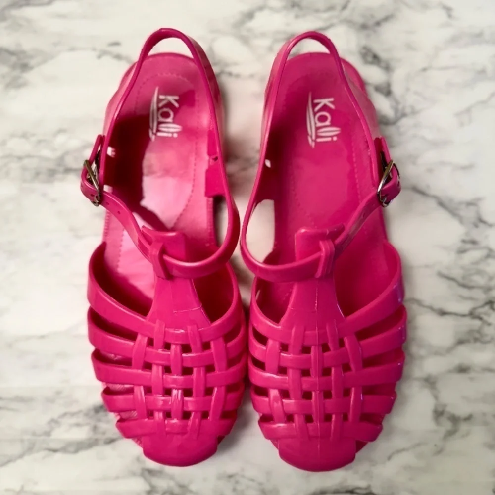 Girl's Kalli Pink Summer Retro Fisherman Jelly Sandals size US 3